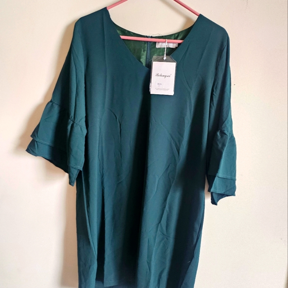 Bobeau Teal V-Neck Blouse